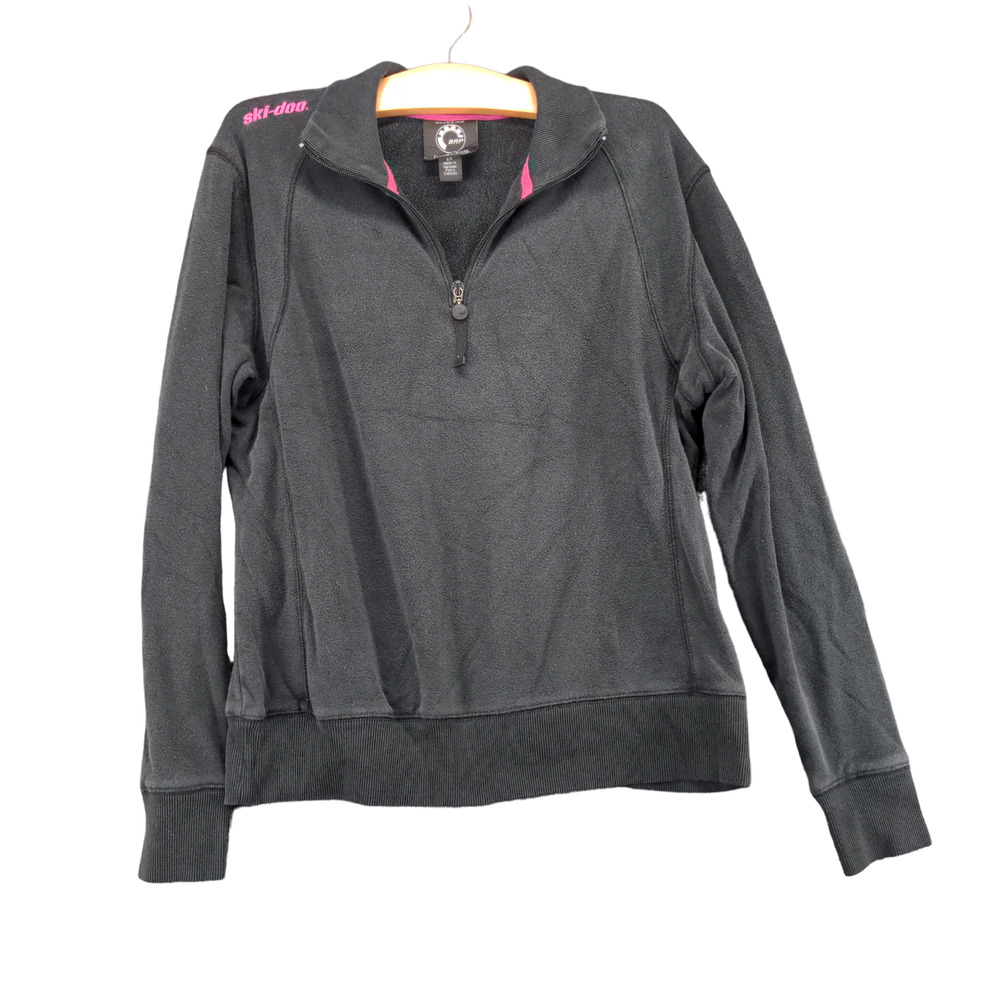 BRP Mens 1/4 Zip Pullover Sweatshirt Black Small Ski Doo Graphic Fleece